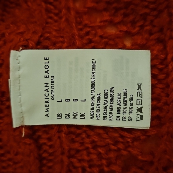 AMERICAN EAGLE OUTFITTERS Tomato Red Peekaboo Oversized Jegging Sweater - Picture 6 of 7